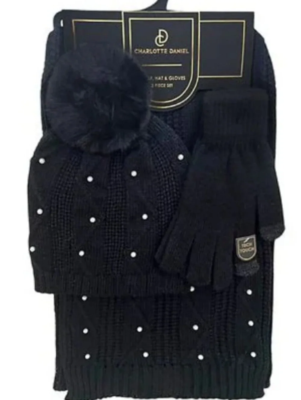 Charlotte Daniel-3pc Hat Scarf & Gloves Set (Black 🖤)-0S